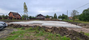 Приемка фундамента для начала строительства дома из клееного бруса в Ленинградской области, Александровский район.