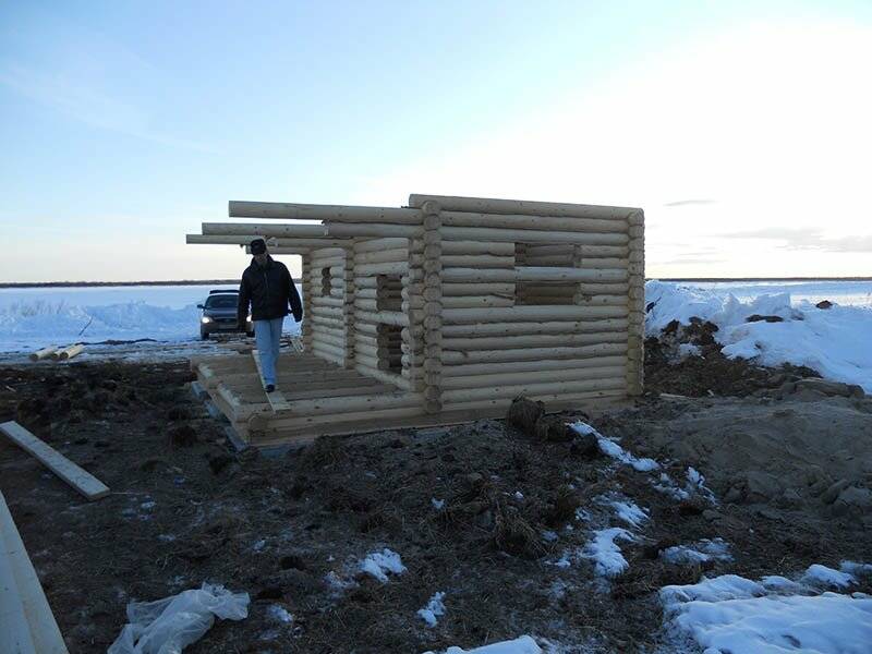 Баня из оцилиндрованного бревна 6,5 х 10,5 в Приморском районе Архангельской области