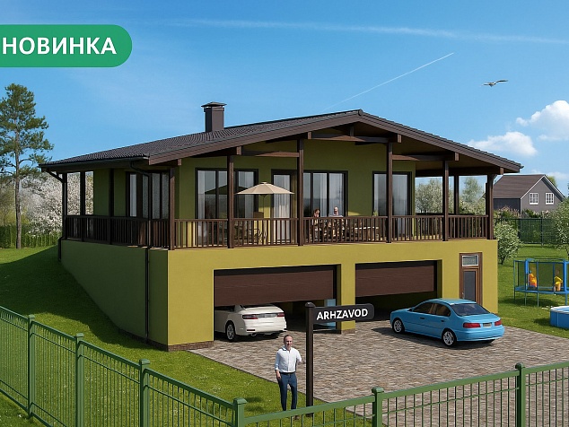 Дом из клееного бруса от 200м2 с покраской