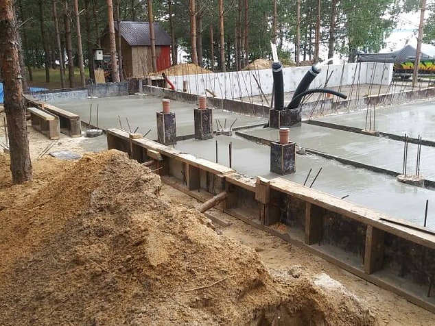 Устройство фундаментной плиты в Нижегородской области, на берегу Волги