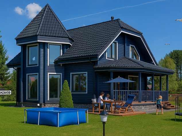 Дом из клееного бруса с эркером