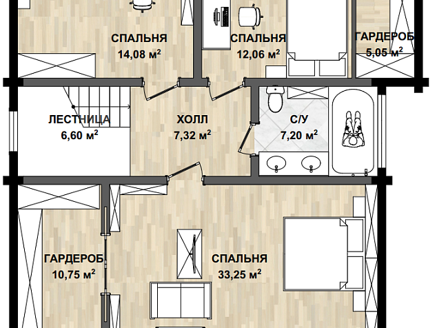 план второго этажа индивидуального проекта